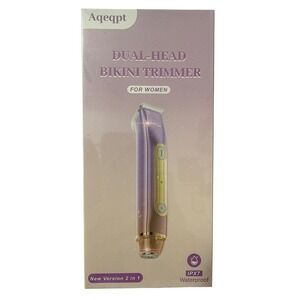 Aqeqpt Dual-Head Bikini Trimmer for Women IPX7 Waterproof Mauve Rose Gold New